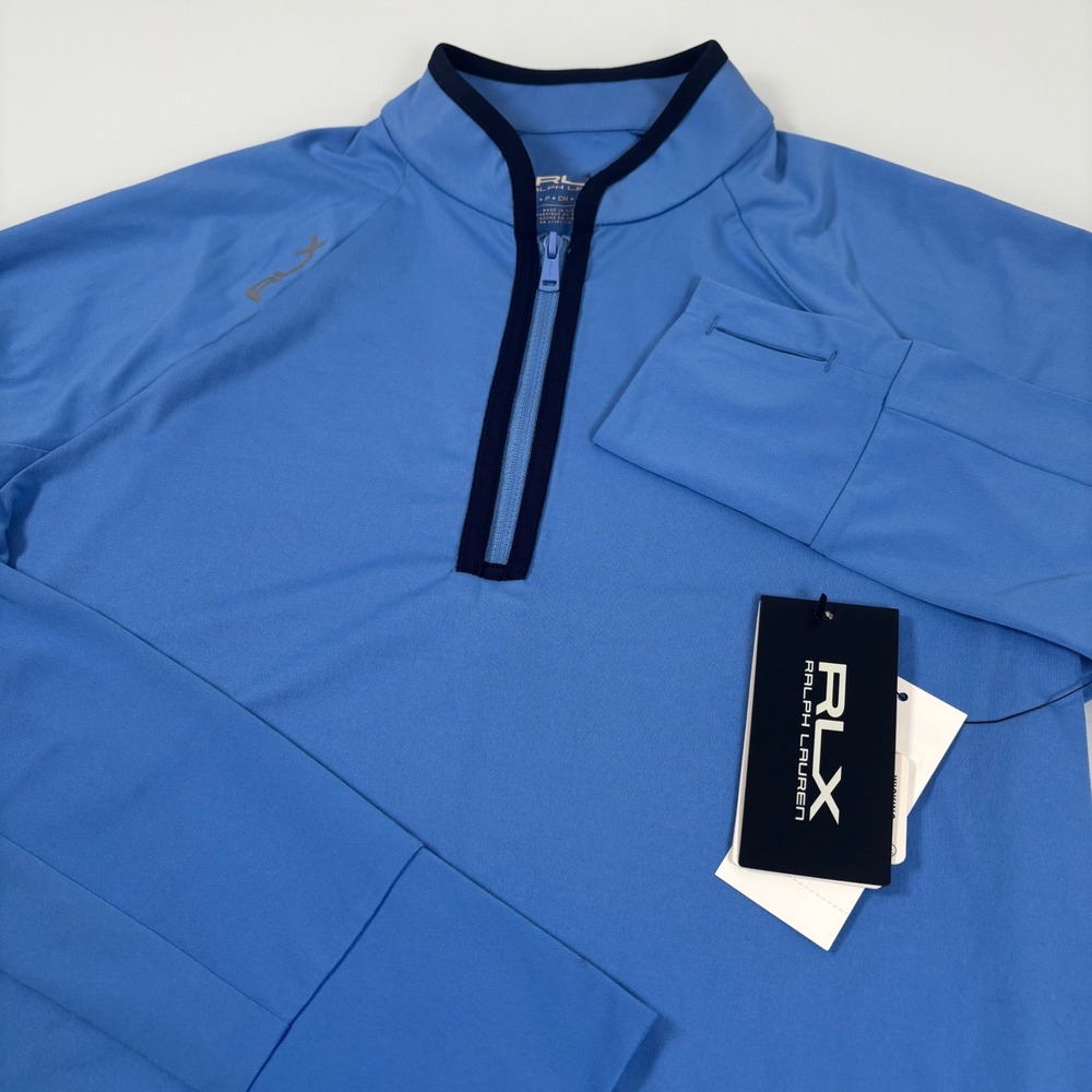 RLX Ralph Lauren Womens Small Blue Quarter Zip Pullover NEW Golf Thumbhole Top